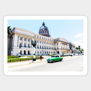 Havana Capitol Building And Green Car Sticker